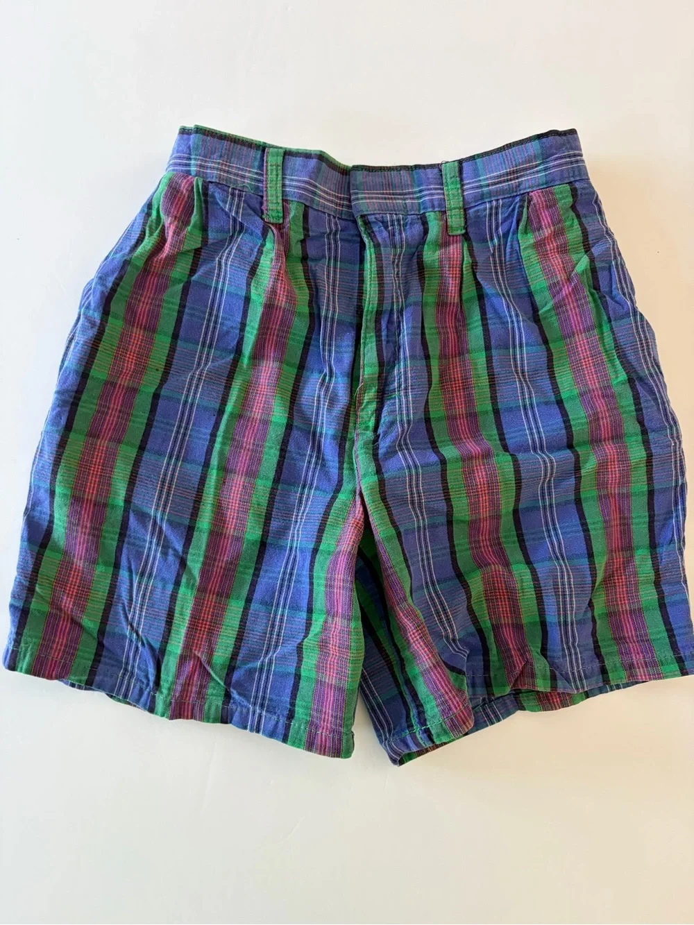 Palmettos Loafers Vintage Vibrant Plaid Shorts Kids Size 12 Classic Preppy